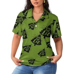 Let's Get LIT Kerstboom dames poloshirts met korte mouwen casual T-shirts met kraag golfshirts sport blouses tops 2XL