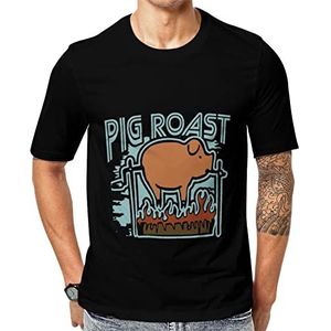 Pig Roast T-shirt met korte mouwen voor heren, ronde hals, print, casual T-shirt, tops, L