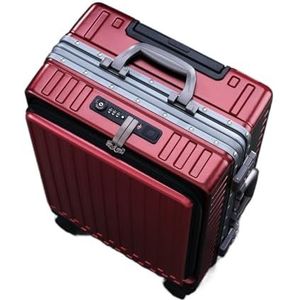 Bagageruimte 20-inch reistas koffer op wielen handtas dames handbagage aluminium trolleybagage Koffer met grote capaciteit (Color : Wine Red (Aluminum F, Size : 20-inch)