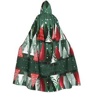 Bxzpzplj Kerstboom mantel met capuchon voor mannen en vrouwen, volledige lengte Halloween maskerade cape kostuum, 185 cm