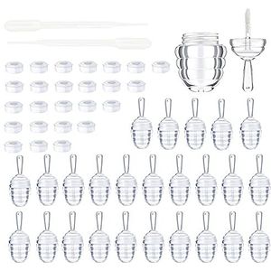 25 stuks lege mini-honingraatvormige plastic buisjes voor lipgloss, navulbaar, met 2 plastic trechters, voor vrouwen en meisjes, transparant, modern of eigentijds, Helder., Modern of eigentijds