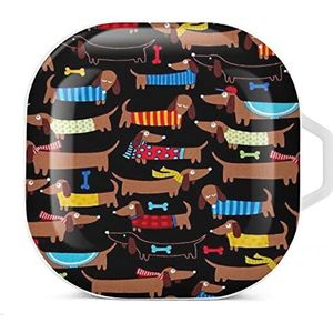 I Love My Dog Teckels Oordopjes Hoesje Compatibel met Samsung Hard Shell Beschermhoes Wit-Stijl