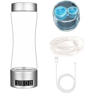 Iryreafer Transparant Glas Water Cup met Waterstof Hydropures Fles 280ml Snelle Elektrolyse Antioxidant voor Metabolisme Huidgezondheid Titanium-platina Gecoat Zilver 2
