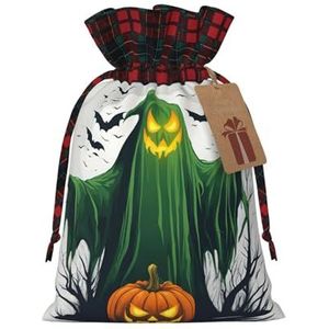 Green Ghost Horror Halloween Pompoen Premium Kerstgeschenkzakken, ideaal voor feestelijke evenementen - perfecte aanvulling op je kunst