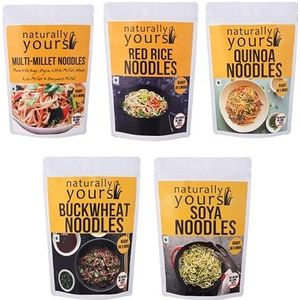 Naturally Yours 5-in-1 Noodles Combo | No Refined Flour, Not Fried, Vegan, No Preservatives, Includes Seasoning Pack Inside | 900g (180g Each)