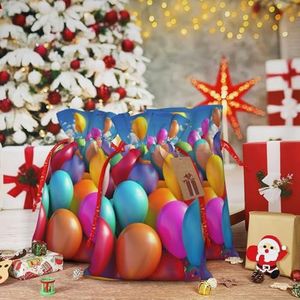 RLDOBOFE Kerstcadeauzakken met trekkoord kleurrijke ballonnen kerst jute geschenkzakje kerst trekkoord tas voor Halloween Xmas snoep zakken herbruikbare kerstcadeautjes voor feestdecoraties vakantie