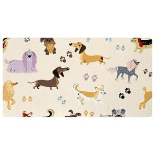 VAPOKF Teckel voetafdrukken van honden en huisdieren, antislip wasbaar keukentapijttapijt, absorberende keukenmat loper tapijt voor keuken, hal, wasruimte
