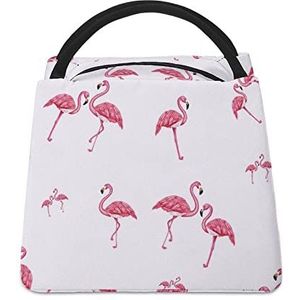 Flamingo's op de zachte grappige lunchtas geïsoleerde lunchbox lekvrije koeltas draagtas handtas cadeau voor vrouwen moeder mannen