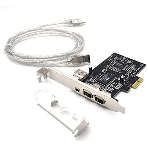 Pardarsey PCIe 3 poorten 1394A Firewire uitbreidingskaart, PCI Express (1x) naar externe IEEE 1394 adaptercontroller (2 x 6 pin + 1 x 4 pins) met low-profile houder voor desktop-pc en DV-aansluiting