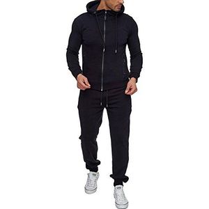 Reslad Trainingspak heren joggingpak voor mannen sportpak vrijetijdspak joggingbroek + rits sweatshirt bovendeel RS-5063, zwart, XL