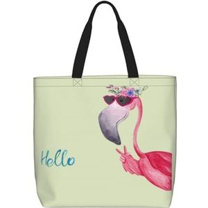 OdDdot Kleurrijke Patroon Print Tote Bag Voor Vrouwen Opvouwbare Gym Tote Bag Grote Tote Bags Vrouwen Handtas Voor Reizen Sport, Hallo Bril Flamingo, Eén maat