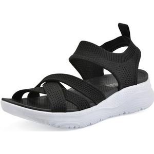 WHITE MOUNTAIN Charry damessandalen, zwarte stof, 38,5 EU, Zwarte stof., 38.5 EU