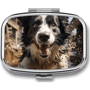 Rechthoekige pillendoos met 2 compartimenten (designnaam) pillenorganizer, waterdichte medicijnorganisatordoos voor reizen, metalen pillencontainers voor medicatieplanner