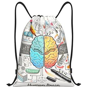 QQLADY Human Brain Trekkoord Gym Rugzak Voor Mannen Vrouwen Waterdichte String Bag Reizen Wandelen Sackpack, Zwart, Medium, Reisrugzakken