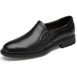 SYktcjgs Mode Loafers voor mannen Slip-on Oxfords premium echt leer lage top casual schoenen ronde teen ademend (kleur: zwart, maat: 35 EU)