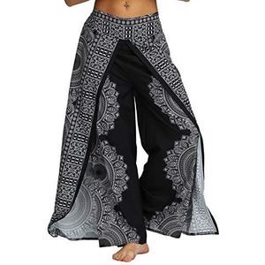 Fansu Boheemse broek voor dames, split, losse bloemen, baggy harembroek, yoga, bedrukte hoge taille, broek voor pilates culottes rok