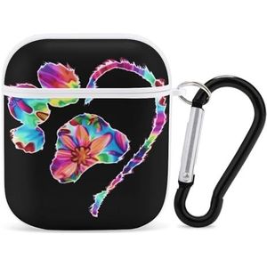 Tie Dye Liefde Hond Poot Leuke Case voor AirPods 2&1 Schokbestendige Beschermende Hoofdtelefoon Gevallen Cover Met Sleutelhanger voor Mannen Vrouwen