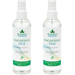 Magnesium olie spray van Regenesis 2x 200 ml | 100% natuurlijke en zuivere magnesiumolie | Magnesiumchloride 31% | Geschikt voor sport & spierontspanning