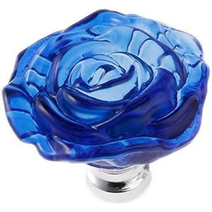 Kristallen grote deurknop, kristallen knoppen, 1 stuk rode roos vorm kristalglas kastknop kast lade trekgreep/geweldig for kast-, keuken- en badkamerkasten, luiken, enz. (Color : Dark Blue, Size : 2