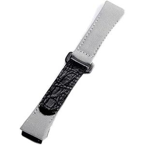 Kijk naar bands Horlogebanden 25MM heren nylon canvas stiksels lederen horlogeband accessoire man horlogeband vervangende riem Dagelijks (Color : Gris, Size : 25mm)