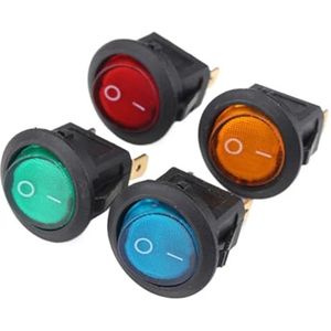 10 stuks SPST 12 V ronde aan/uit-tuimelschakelaar voor motorfiets, auto, boot, 10 stuks (groen)