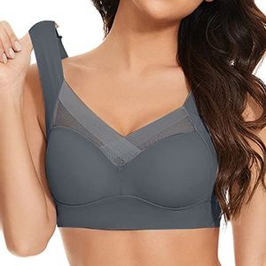 OwkHome Push-up Comfortbeha For Dames - Volledige Dekking Zonder Beugel, Naadloze Bralette Met Ondersteuning, Geschulpte V-hals, Dagelijkse Beha(H1-dark Blue,2X-Large)