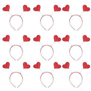 Rood hart hoofd boppers, Valentijnsdag hoofdband Cupido hart haarhoepels glitter hoofddeksels for vrouwen (9 stuks)
