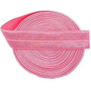 5Yard Effen Kleur Glanzend Vouw Over Elastisch Spandex Rubberen Band Draad Kinderen Haarband Hoofdband Jurk Kanten Rand Naaien 5/8"" 15mm-Roze