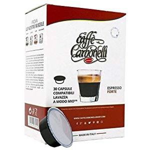 Koffie Carbonelli Compatibel cups Lavazza a modo mio® - Pakket van 30 capsules smaak Forte - sterke