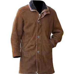 A&M Express Heren reverskraag volledige lengte lange mouwen jassen - mode trenchcoat winter warm gaming kostuum hoodie bovenkleding, Bruin, L