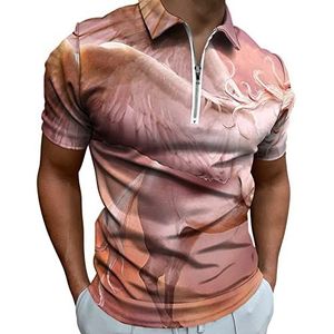 Fantastische Pegasus Half Zip-up Polo Shirts Voor Mannen Slim Fit Korte Mouw T-shirt Sneldrogende Golf Tops Tees L