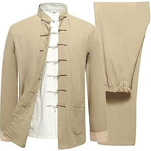 OIFAODAO, Katoen Linnen Tai Chi Uniform Mannen Lange Mouw Chinese Traditionele Kleding Tang Pak Hanfu Vechtsport Elderl,Tai Chi-uniformen(Unique Colour,L XL)