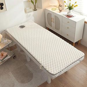 LDLCYCN Massageaccessoires Tafelkussen met Hold Lash Bed Topper Kussen Antislip Massage Tafel Matras voor Schoonheidssalon Pluche Spa Bed Topper voor Schoonheidsspecialiste Vierkante Hoofd, Wit (T),