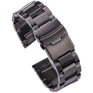 Roestvrij Stalen Horloge Band Strap Vrouwen Mannen Metalen Horlogeband Link Armband 18Mm 20Mm 22Mm 24Mm Accessoires Zilver Rose Goud Zwart (Color : Black, Size : 24mm)
