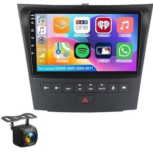 Android 14.0 2 Din Autoradio 9"" Touchscreen Auto Stereo voor Lexus GS300 400H 2004-2011 met Draadloze Carplay Android Auto GPS navigatie AHD Omgekeerd beeld Stuurwielbediening(S-5(6G+128G))