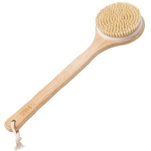 H&S doucheborstel rugborstel met lange steel - Badborstel met natuurlijke borstelharen - Voor in de douche of in bad - Douche accessoires - Van bamboe