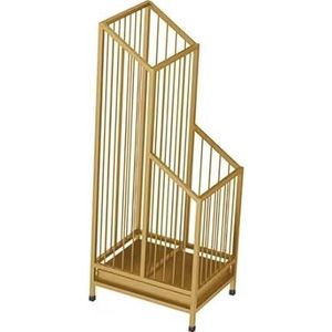 Metalen Paraplubak met Lekbak- Parapluhouder - Antislipvoetjes - 60x28x45cm - Paraplubakken - Goud