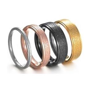 2mm/4mm/6mm RVS Frosted Staart Ring Eenvoudige Sieraden Paar Ringen Accessoires Geschenken (Color : 4MM gold_6.)