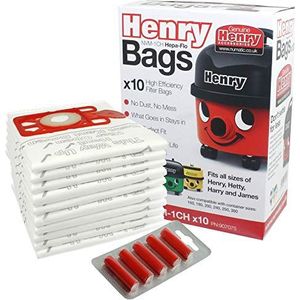 Henry Numatic Hetty etc. Hepa Flo stofzuigerzakken (10 stuks + 5 luchtverfrissers), 0, zakken + 5 freshener sticks