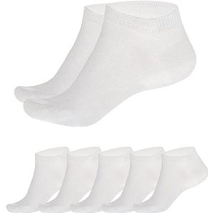 SGS Comfortabele bamboe sneakersokken voor dames en heren, zachte piqué band, bamboe sokken, zwart tegen zweet, geurkiller, verpakking van 5 of 10 stuks, 5 x wit, 43-46 EU