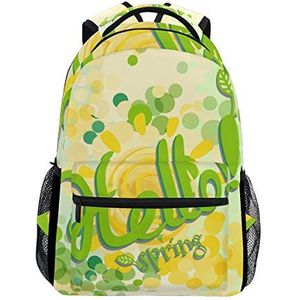 Jeansame Rugzak School Tas Laptop Reistassen voor Kids Jongens Meisjes Vrouwen Mannen Hallo Lente Polka Dots