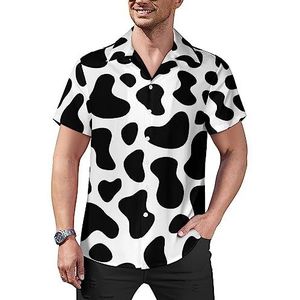 Koe dierenpatroon heren casual button-down shirts korte mouw Cubaanse kraag T-shirts tops Hawaiiaans T-shirt XL