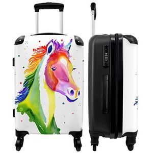 NoBoringSuitcases.com® Koffers Trolley Kinderkoffer Travel Suitcase Large Paard - Kleuren - Portret - Kinderen - 67x43x25cm