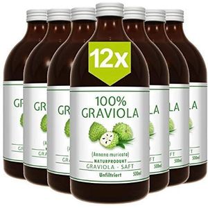 12 x 100% SOURSOP / GRAVIOLA SAP (12 x 500ml) ongefilterd & veganistisch - Graviola/ Corossol/ Guanabana/ Zuurzakken