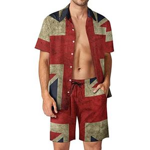 Britse vlag Hawaiiaanse sets voor mannen button down trainingspak korte mouwen strand outfits L