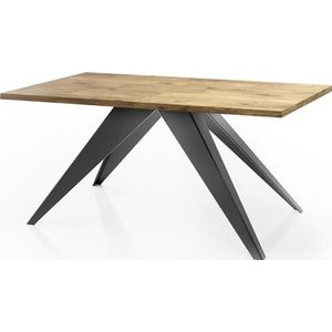 WFL GROUP Eettafel Vance in moderne stijl, rechthoekige tafel, uittrekbaar van 160 cm tot 260 cm, gepoedercoate zwarte metalen poten, 160 x 90 cm (eiken Lancelot, 160 x 90 cm)
