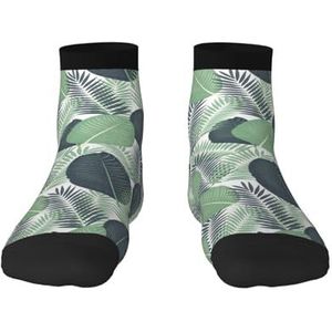 Groene tropische bladeren print veelzijdige sportsokken voor casual en sportkleding, geweldige pasvorm voor voetmaten 36-45, Groene tropische bladeren, Eén Maat