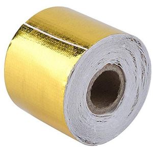 Glasvezel Hitteschild Reflecterende Tape Wrap Roll, Folie Hittewerende Tape Anticorrosieve Zelfklevende Hittebestendige Tape voor Firewalls Brandstofcellen(Golden 10M*5Cm)