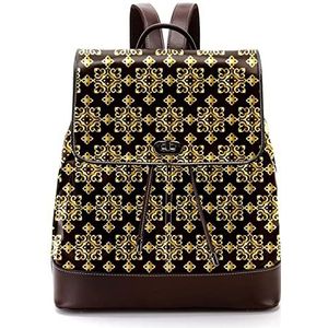 Gepersonaliseerde schooltassen boekentassen voor tiener gouden geometrische patroon, Meerkleurig, 27x12.3x32cm, Rugzak Rugzakken