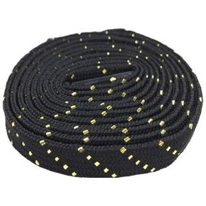 schoenveters, Fancy Glitter Zwart Wit Goud Schoenveters Glanzende Platte Unieke Bootveters Metallic Schoenveters Sparkle Lacet(Black Gold,150cm)